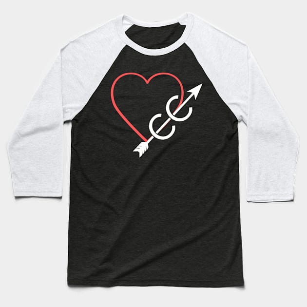 Heart And Cross Country Baseball T-Shirt by Wizardmode